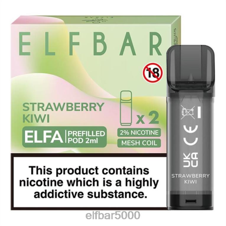 ELF BAR LIQUID | RT44D107elfbar elfa naplnená tobolka - 2 ml - 20 mg (2 balenia) jahodové kiwi