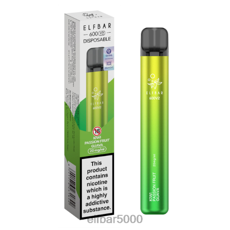 ELFBAR NAPLNE | RT44D12elfbar 600v2 jednorazová vapka - 20 mg kiwi mučenka guava