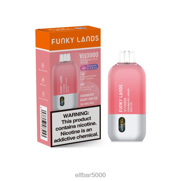 ELFBAR NAPLNE | RT44D452 ELFBAR funky lands najlepšia príchuť jednorazový vape série vi10000 hrozna brusnicový hroznový duo ľad