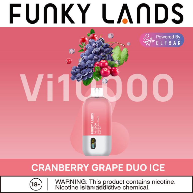 ELF BAR LIQUID | RT44D467 ELFBAR funky lands jednorazový vape vi10000 potiahnutí brusnicový hroznový duo ľad